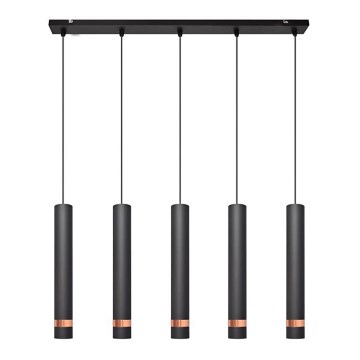 LED Kattokruunu johdossa TUBA 5xGU10/6,5W/230V musta/kupari