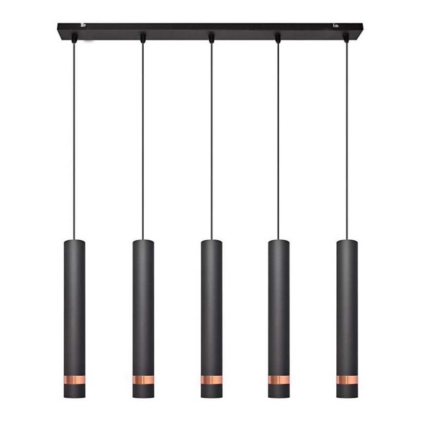 LED Kattokruunu johdossa TUBA 5xGU10/6,5W/230V musta/kupari