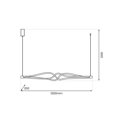 LED-kattokruunu johdossa TWISTER LED/56W/230V musta