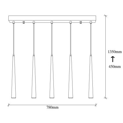 LED-kattokruunu johdossa UGUR 5xLED/3W/230V