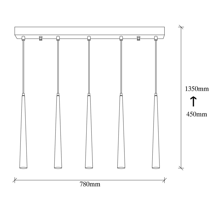 LED-kattokruunu johdossa UGUR 5xLED/3W/230V