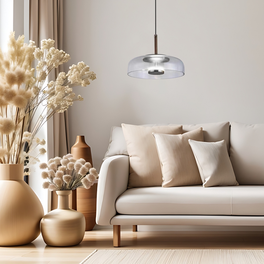 LED-kattokruunu johdossa VETRO LED/6W/230V halkaisija 23 cm harmaa/musta