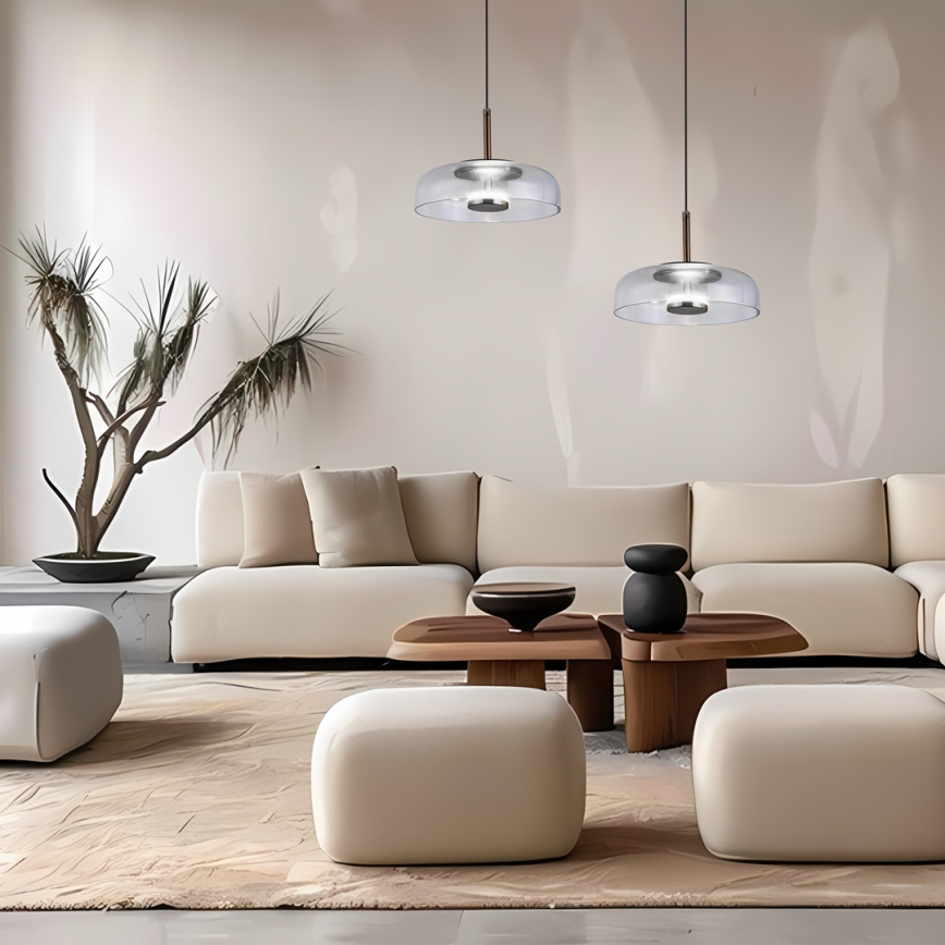 LED-kattokruunu johdossa VETRO LED/6W/230V halkaisija 23 cm harmaa/musta