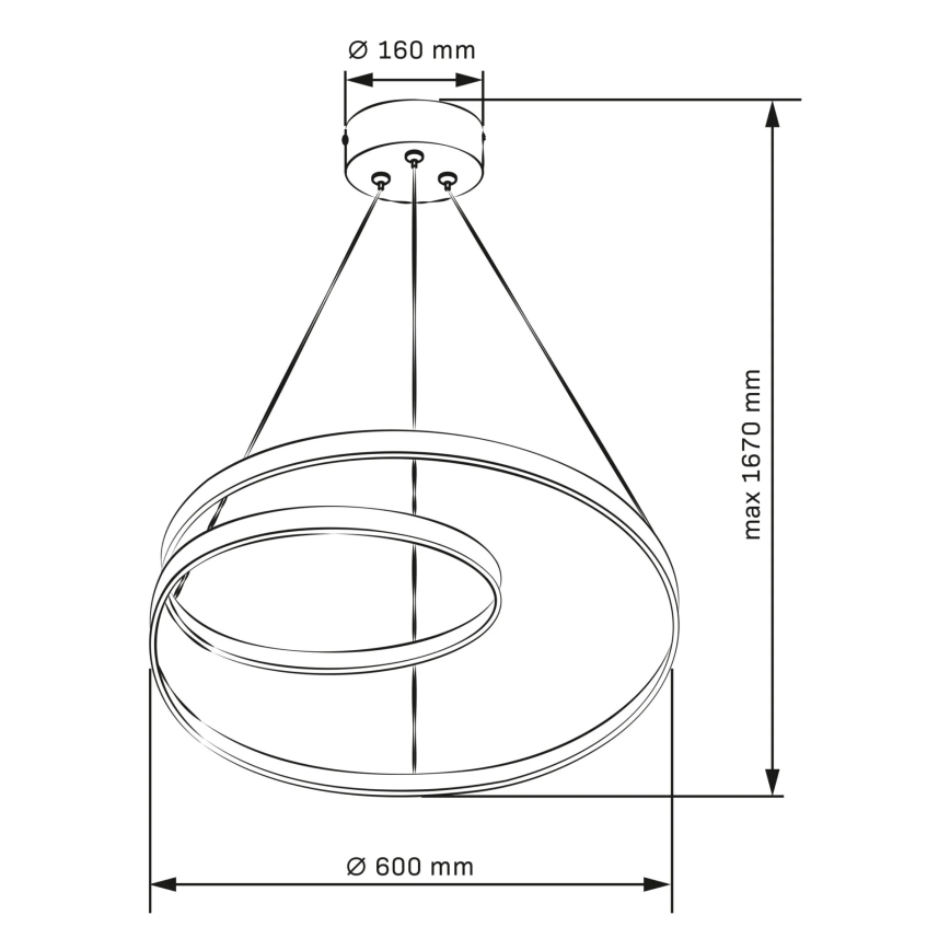 LED-kattokruunu johdossa ZEFIRA LED/52W/230V 4000K halkaisija 60 cm antrasiitti