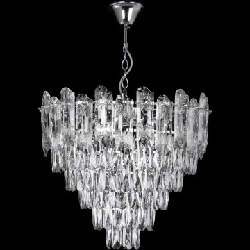 LED-kattokruunu ketjulla, 9xE27/60W/230V + 6xLED/6W, halkaisija 50 cm, kiiltävä kromi