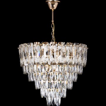 LED-kattokruunu ketjulla, 9xE27/60W/230V + 6xLED/6W, Ø 50 cm, kullanvärinen