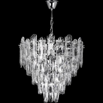 LED Kattokruunu ketjussa 7xE27/60W/230V + 4xLED/6W halkaisija 40 cm kiiltävä kromi