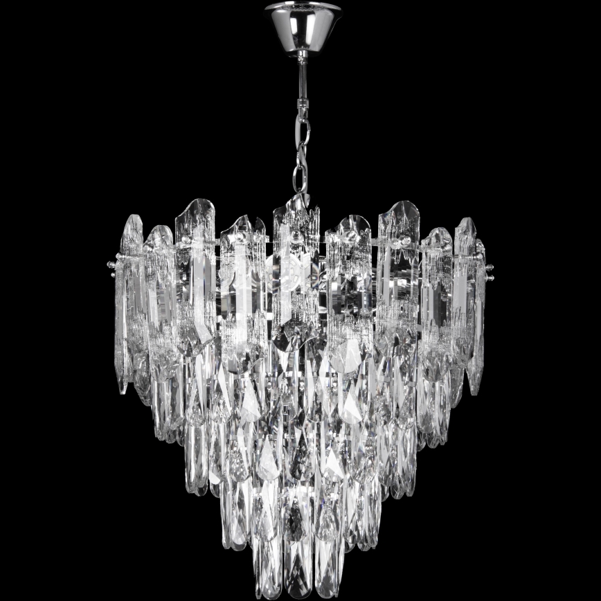 LED Kattokruunu ketjussa 7xE27/60W/230V + 4xLED/6W halkaisija 40 cm kiiltävä kromi