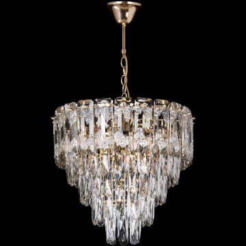 LED Kattokruunu ketjussa 7xE27/60W/230V + 4xLED/6W halkaisija 40 cm kulta