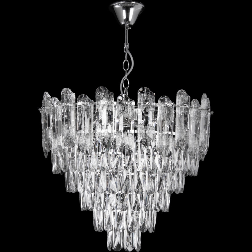 LED Kattokruunu ketjussa 9xE27/60W/230V + 6xLED/6W halkaisija 50 cm kiiltävä kromi