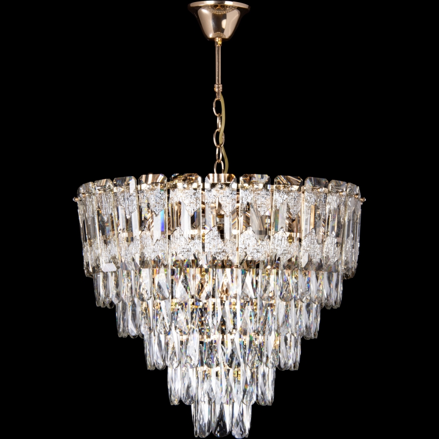 LED Kattokruunu ketjussa 9xE27/60W/230V + 6xLED/6W halkaisija 50 cm kulta