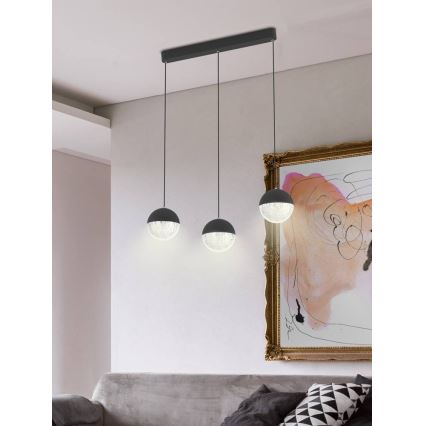 LED-kattokruunu ketjussa FURNI 3xLED/5W/230V musta