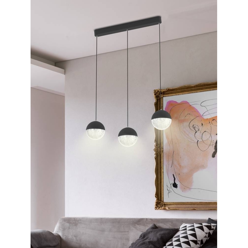 LED-kattokruunu ketjussa FURNI 3xLED/5W/230V musta