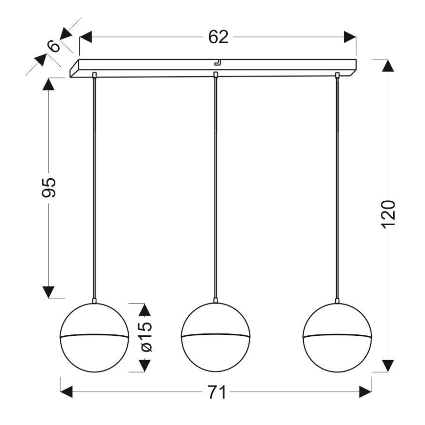 LED-kattokruunu ketjussa FURNI 3xLED/5W/230V musta