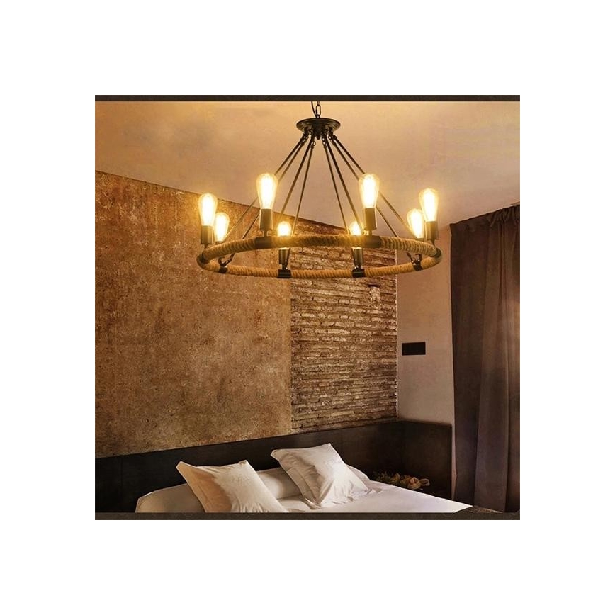LED Kattokruunu ketjussa ROPE ARTHUR 8xE27/6W/230V