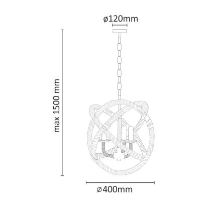 LED Kattokruunu ketjussa ROPE GLOBO 3xE14/4,3W/230V