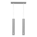 LED-kattokruunu köysillä TUBA 2xGU10/4,8W/230V harmaa/kiiltävä kromi