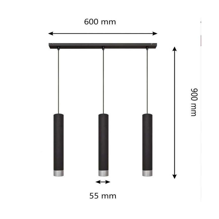 LED Kattokruunu narulla TUBA 3xGU10/4,8W/230V