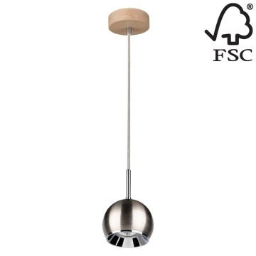 LED-kattokruunu narussa BALL WOOD 1xGU10/5W/230V matta tammi - FSC-sertifioitu
