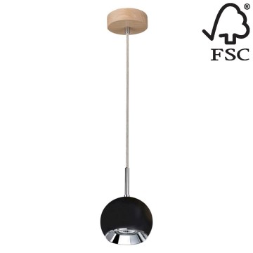 LED-kattokruunu narussa BALL WOOD 1xGU10/5W/230V matta tammi - FSC-sertifioitu