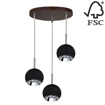 LED-kattokruunu narussa BALL WOOD 3xGU10/5W/230V pyökki - FSC-sertifioitu