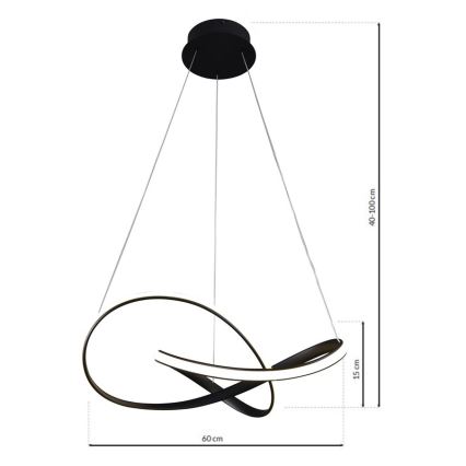 LED-kattokruunu narussa CAPPIO LED / 36W / 230V musta
