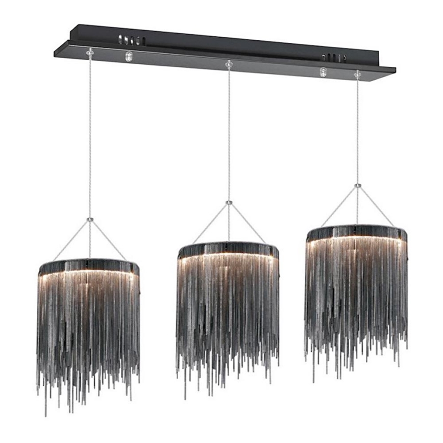 LED-kattokruunu narussa CASCATA BLACK 3xLED/54W/230V