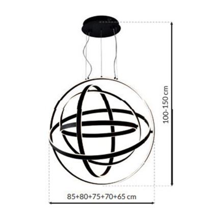 LED-kattokruunu narussa COPERNICUS 1xLED/260W/230V musta