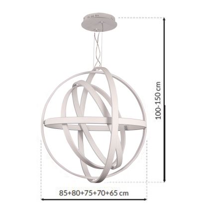 LED-kattokruunu narussa COPERNICUS 1xLED/260W/230V valkoinen