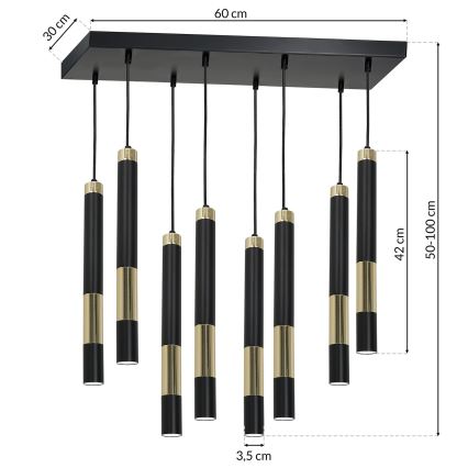 LED-kattokruunu narussa DALLAS 8xGU10/3W/230V