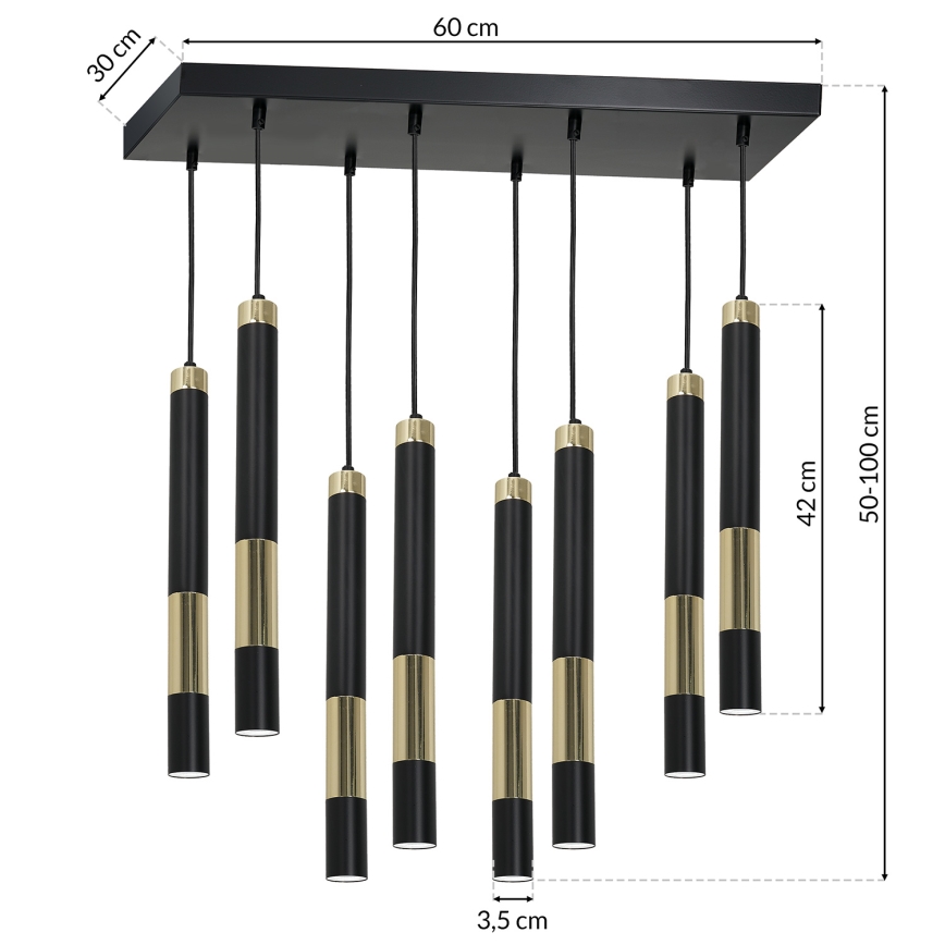 LED-kattokruunu narussa DALLAS 8xGU10/3W/230V