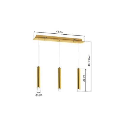 LED-kattokruunu narussa GOLDIE 3xLED/15W/230V kultainen