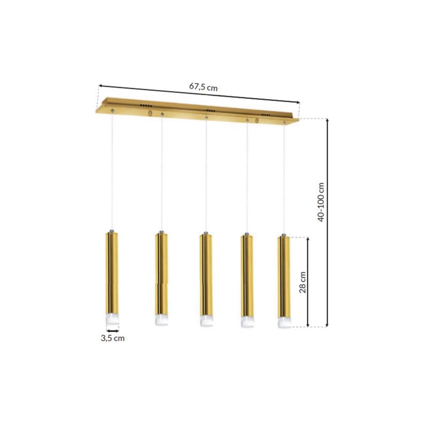 LED-kattokruunu narussa GOLDIE 5xLED/25W/230V kultainen