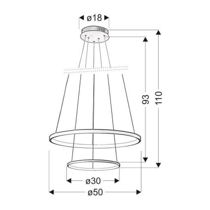 LED-kattokruunu narussa LUNE LED/40W/230V