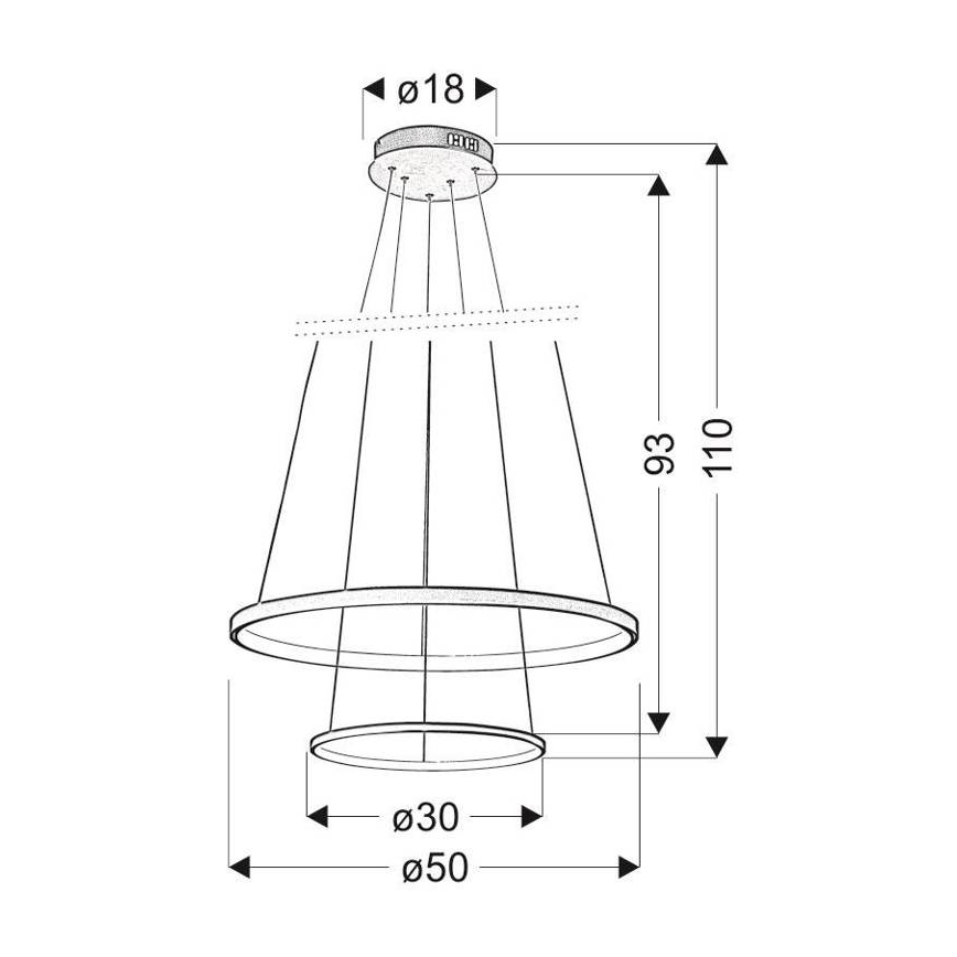 LED-kattokruunu narussa LUNE LED/40W/230V