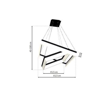 LED-kattokruunu narussa NERO 2xLED/80W/230V
