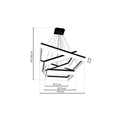 LED-kattokruunu narussa NERO 3xLED/140W/230V