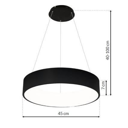 LED-kattokruunu narussa OHIO BLACK LED/24W/230V