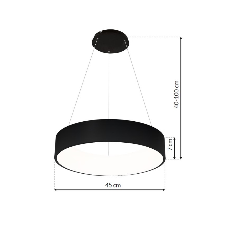 LED-kattokruunu narussa OHIO BLACK LED/24W/230V