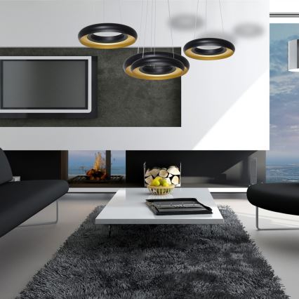 LED-kattokruunu narussa RONDO 3xLED/12W/230V musta