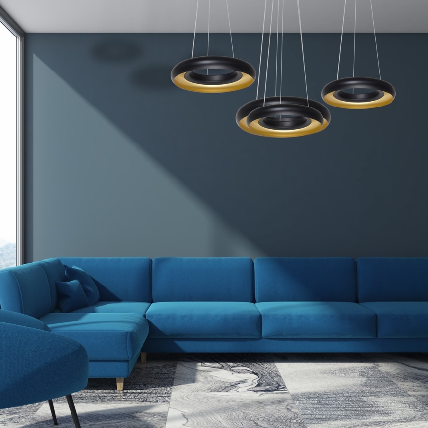 LED-kattokruunu narussa RONDO 3xLED/12W/230V musta