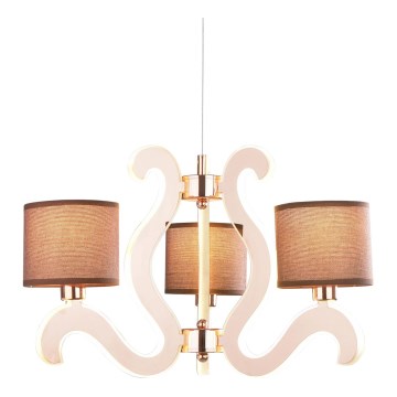 LED-kattokruunu nauhalla AMBROSIA 3xE14/40W/230V + LED/18,4W kupari