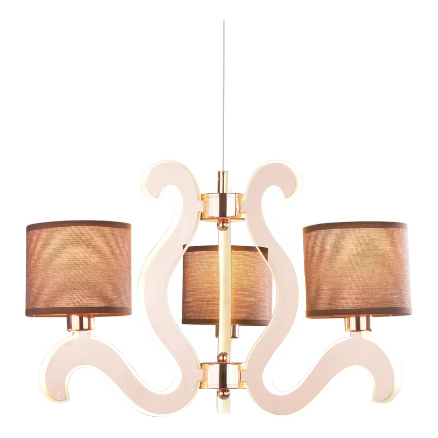 LED-kattokruunu nauhalla AMBROSIA 3xE14/40W/230V + LED/18,4W kupari