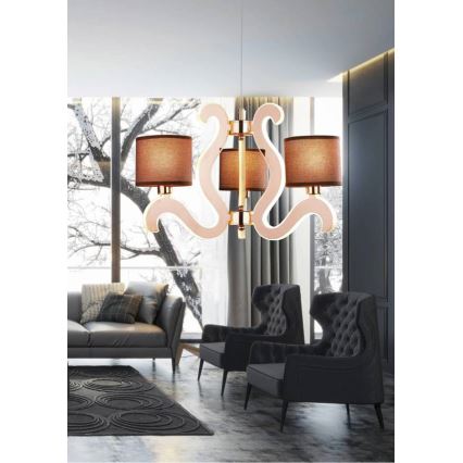 LED-kattokruunu nauhalla AMBROSIA 3xE14/40W/230V + LED/18,4W kupari