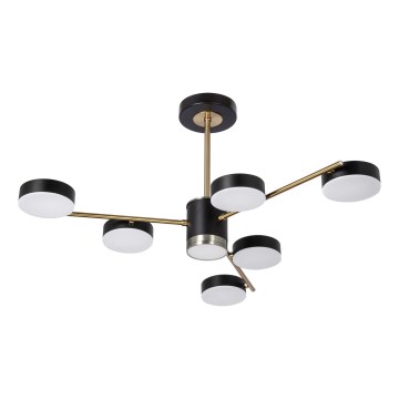 LED-kattokruunu tankoon 6xLED/7W/230V + LED/6W 3000-6000K halkaisija 69 cm kulta/musta