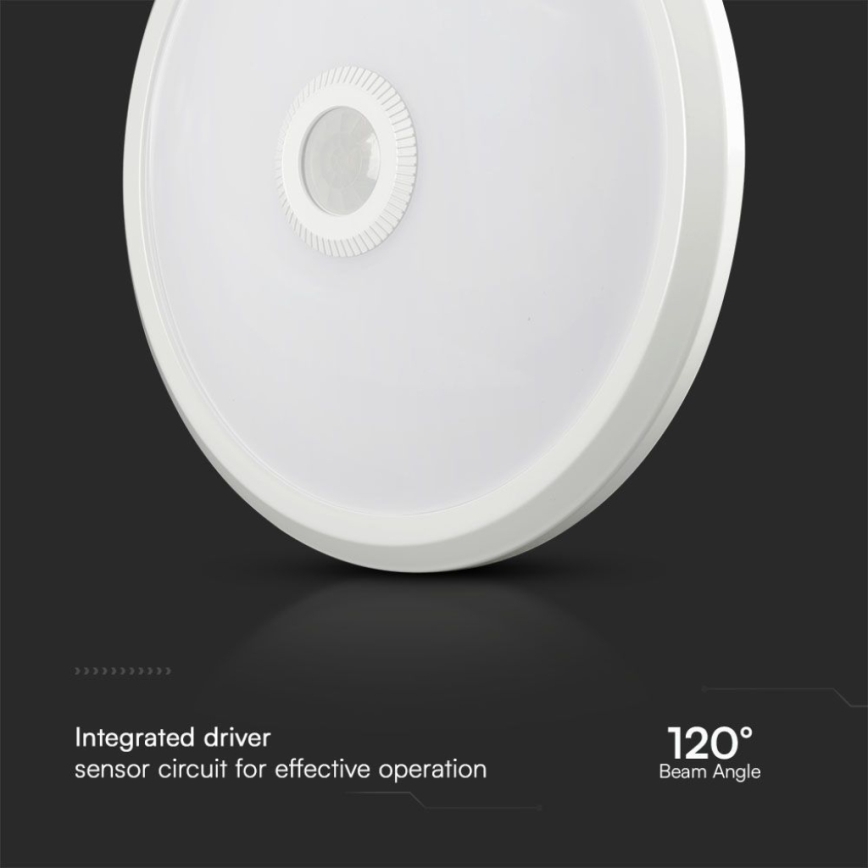 LED-kattovalaisin anturilla SAMSUNG CHIP LED/12W/230V 3000/4000/6000K halkaisija 29 cm valkoinen