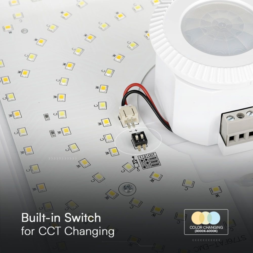 LED-kattovalaisin anturilla SAMSUNG CHIP LED/12W/230V 3000/4000/6000K valkoinen