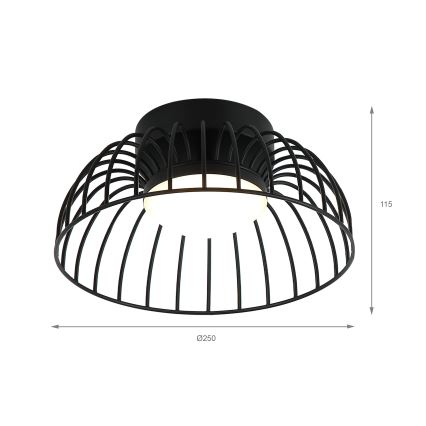 LED Kattovalaisin BETSY LED/12W/230V halkaisija 25 cm musta
