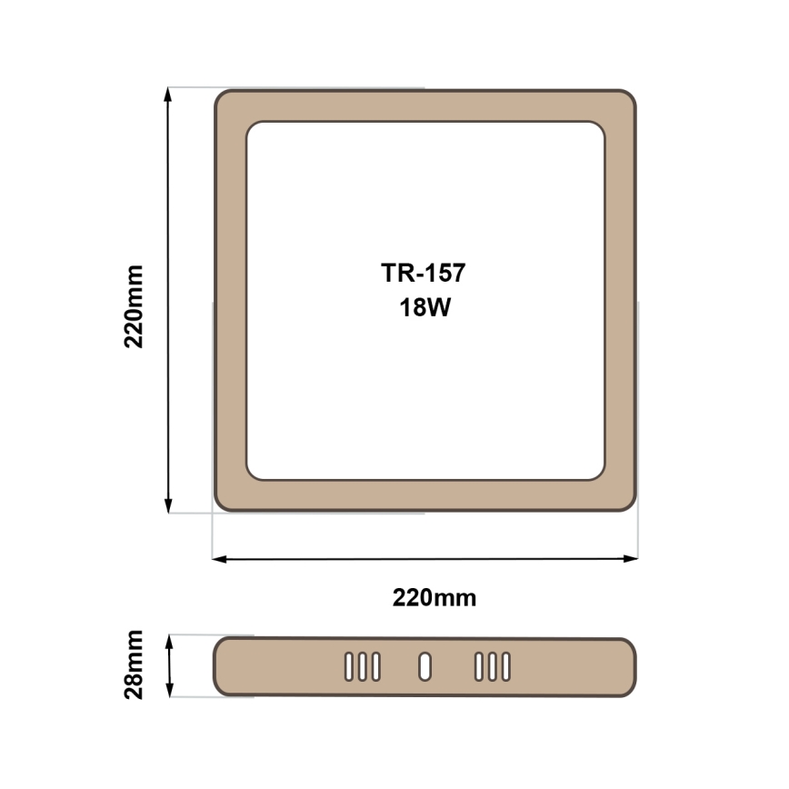 LED-kattovalaisin BLOCK LED/18W/230V 4200K 22x22 cm ruskea