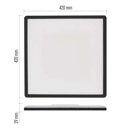 LED-kattovalaisin FLORI LED/22W/230V 4000K musta 42x42 cm